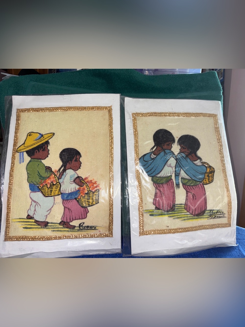 Vtg. Mexican Folk Art Paintings By Baena- signed.